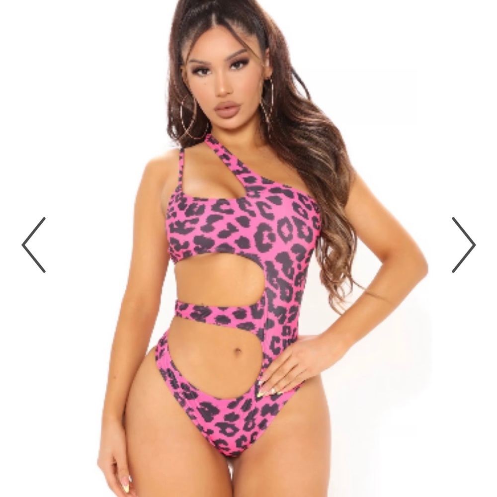 Pink Leopard Print 1pc Swimsuit